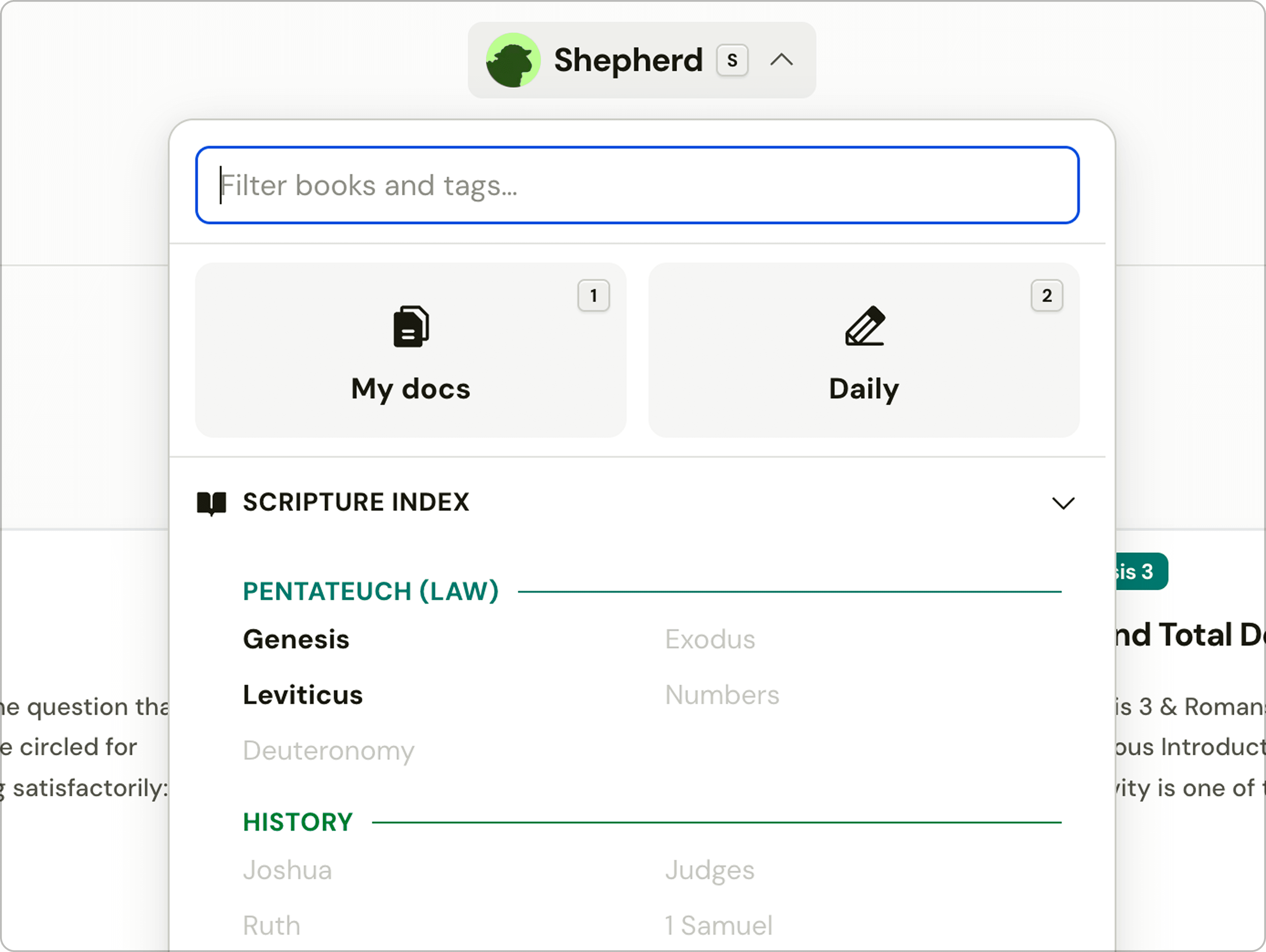 The Scripture Index, filtered to Genesis with notes grouped by chapter
